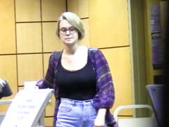 Hidden cam - Cute and busty library assistant (no nudity)